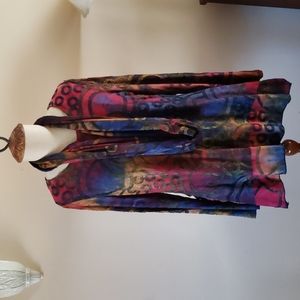 Feratelli Tie Dye Burn out Multi-Color Ladies Blouse with Matching Scarf